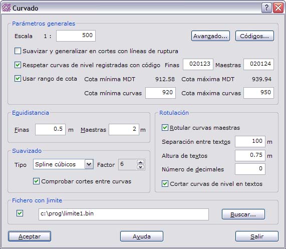 cuadro de diálogo Curvado