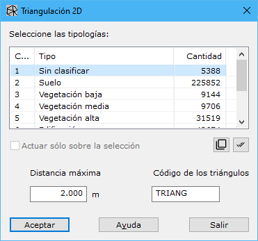 Cuadro de diálogo Triangulación 2D