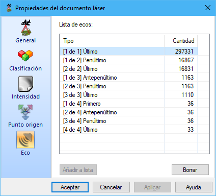 Propiedades del documento láser. Ficha Eco