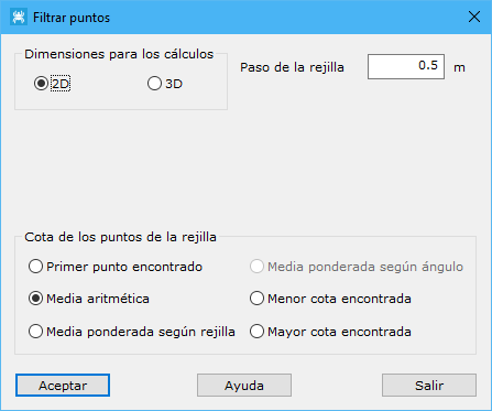 Cuadro de diálogo Filtrar puntos