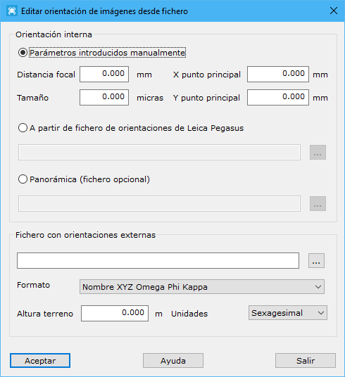 Cuadro de diálogo Editar orientación de imágenes desde fichero