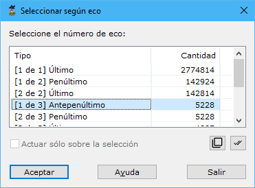 Cuadro de diálogo Seleccionar según eco