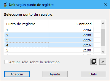 Cuadro de diálogo Unir según punto de registro