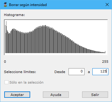 Cuadro de diálogo Borrar según intensidad