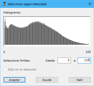Cuadro de diálogo Seleccionar según intensidad