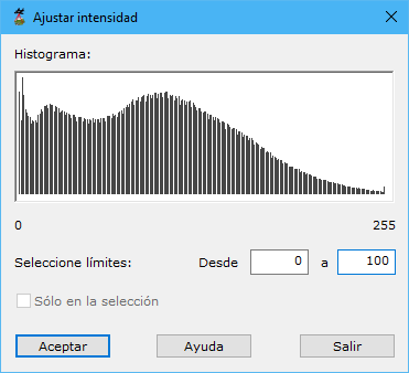 Cuadro de diálogo Ajustar intensidad