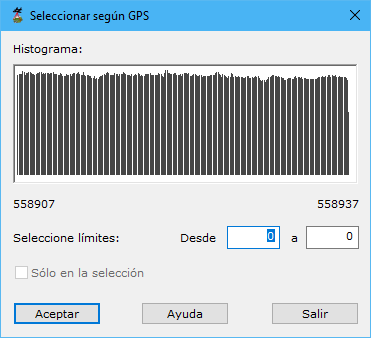 Cuadro de diálogo Seleccionar según GPS