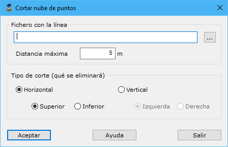Cuadro de diálogo Cortar nube
