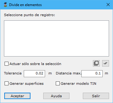 Cuadro de diálogo Divide en elementos