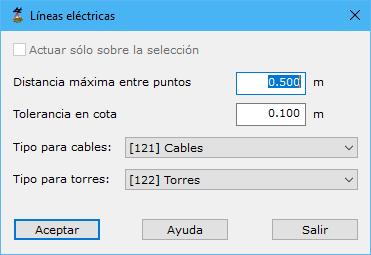Cuadro de diálogo Líneas eléctricas