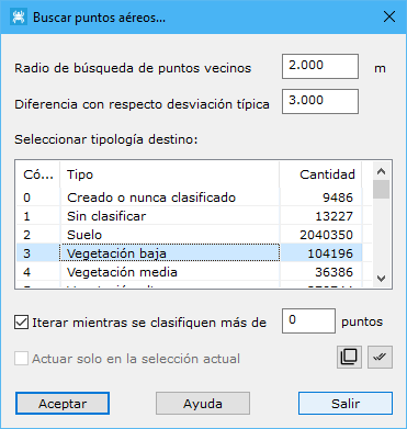 Cuadro de diálogo Buscar puntos aéreos