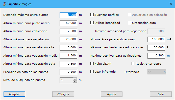 Cuadro de diálogo Superficie mágica