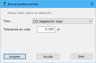 Cuadro de diálogo Buscar puntos vecinos