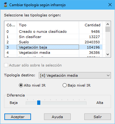 Cuadro de diálogo Buscar puntos según infrarrojo