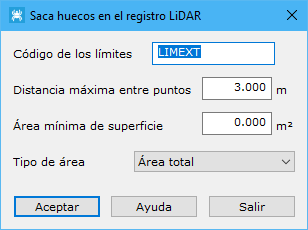 Cuadro de diálogo Buscar huecos