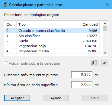 Cuadro de diálogo Calcular planos a partir de puntos