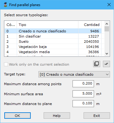 Cuadro de diálogo Buscar planos paralelos
