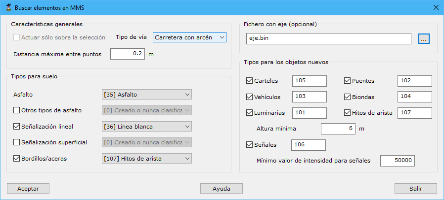 Cuadro de diálogo para la clasificación de activos en vía