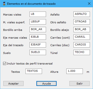 Cuadro de diálogo Elementos en el documento de trazado