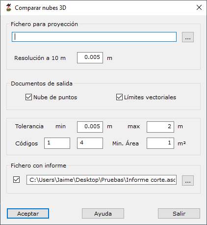 Cuadro de diálogo Comparar nubes 3D