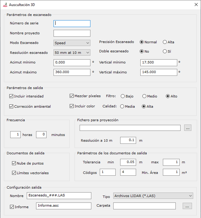 Cuadro de diálogo Auscultación 3D