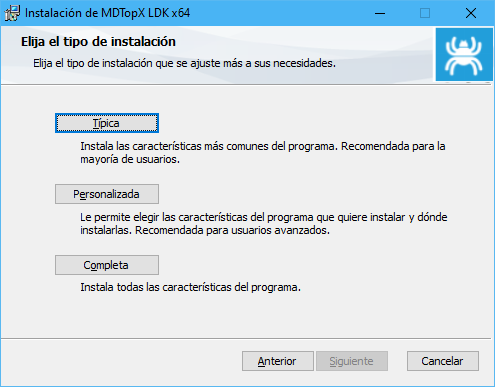 cuadro de diálogo tipo de instalación