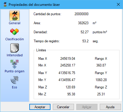 Propiedades del documento láser. Ficha General