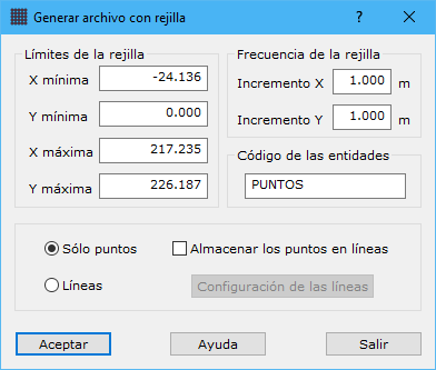 Cuadro de diálogo Rejilla
