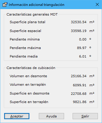 Cuadro de diálogo Información adicional de triangulación de cubicación