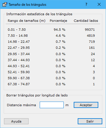 Cuadro de diálogo Tamaño de los triángulos