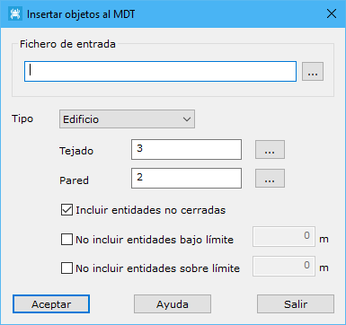 Cuadro de diálogo Insertar objetos al MDT