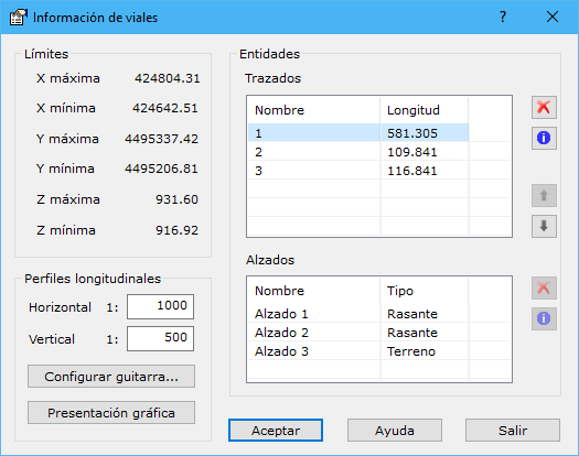 Cuadro de diálogo Información de viales