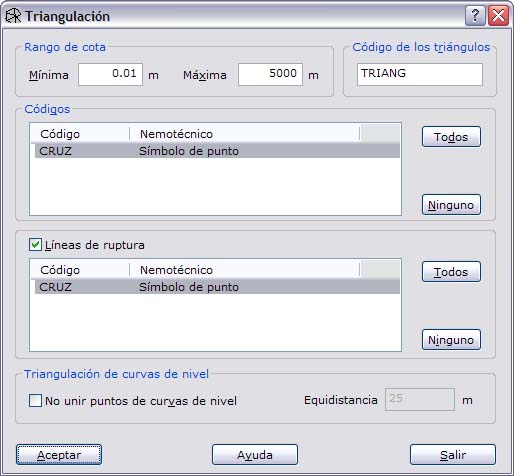 cuadro de diálogo Triangulación