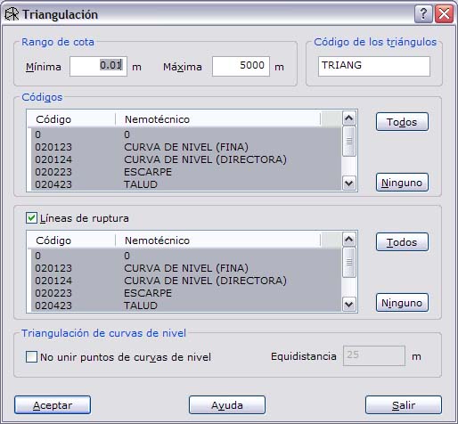 cuadro de diálogo Triangulación