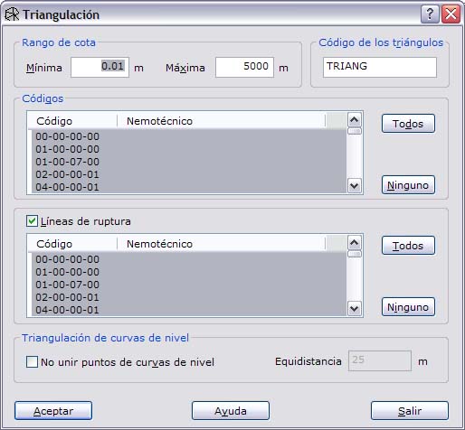 cuadro de diálogo Triangulación