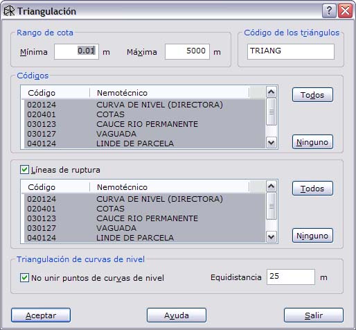 cuadro de diálogo Triangulación