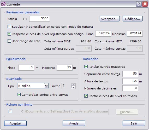 cuadro de diálogo Curvado