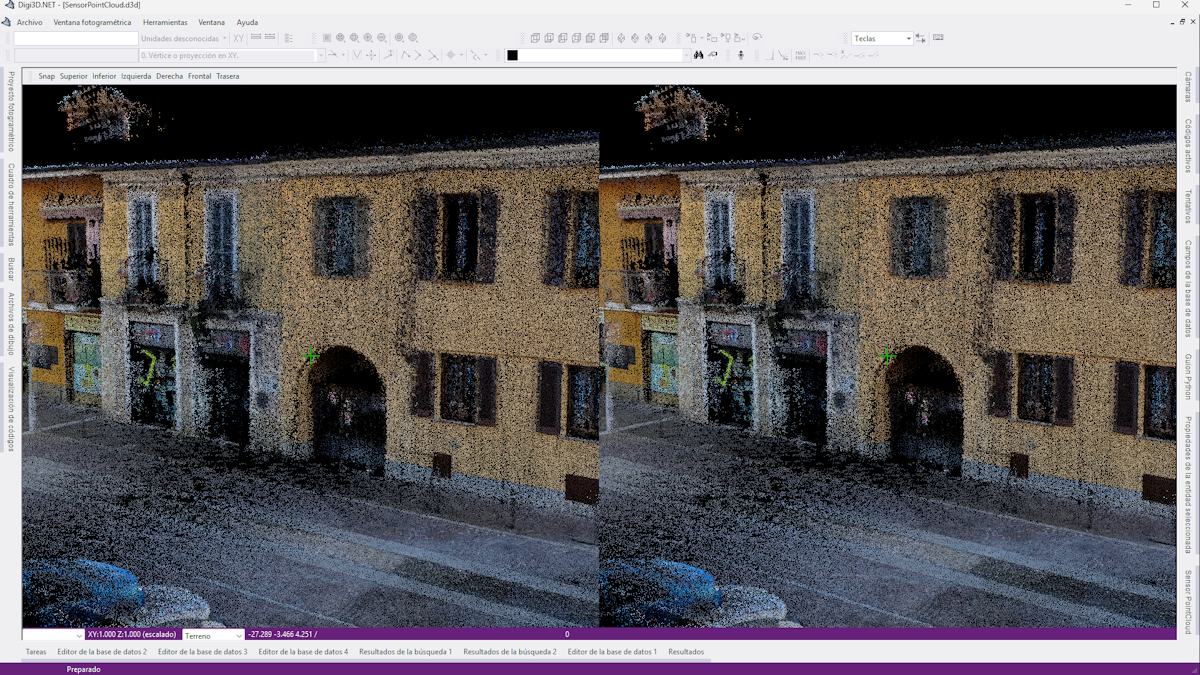 Digi3D.AI mostrando una nube de puntos en estéreo