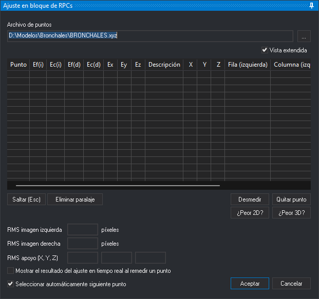 Panel Ajuste en bloque de RPCs