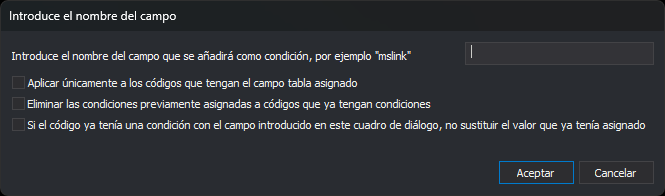 Cuadro de diálogo Introduce el nombre del campo