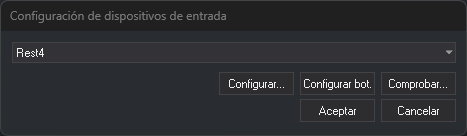 Cuadro de diálogo Configuración de dispositivos de entrada con el dispositivo Rest4 seleccionado