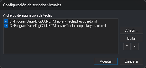 Cuadro de diálogo Configuración de teclados virtuales