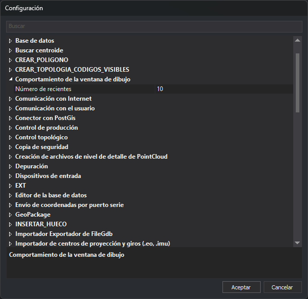 Cuadro de diálogo Configuración