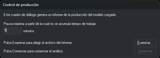 Cuadro de diálogo Control de producción