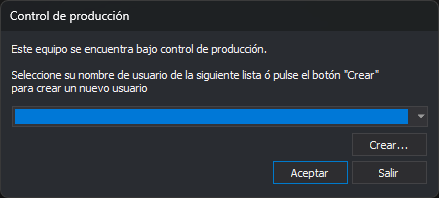 Cuadro de diálogo Control de producción