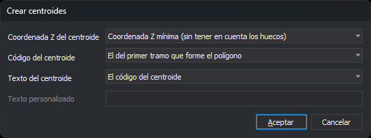 Cuadro de diálogo Crear centroides