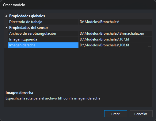 Cuadro de diálogo Crear modelo