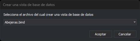 Cuadro de diálogo Crear una vista de base de datos