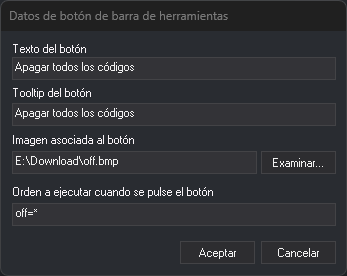Cuadro de diálogo Datos de botón de barra de herramientas