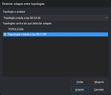 Cuadro de diálogo Detectar solapes entre topologías